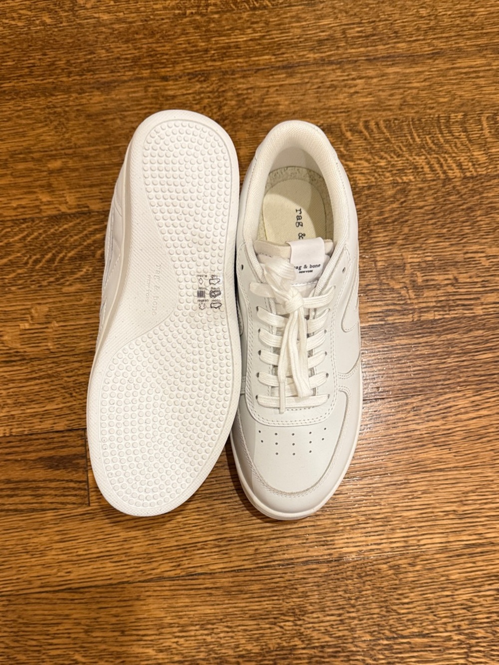 rag & bone White Low-Top Leather Sneakers - Picture 2 of 4